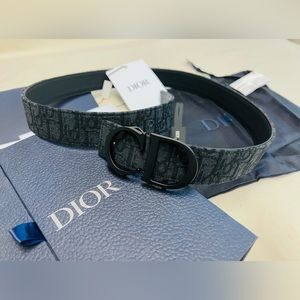 DIOR REVERSIBLE BELT STRAP with BLACK CD Icon Belt Buckle NWT